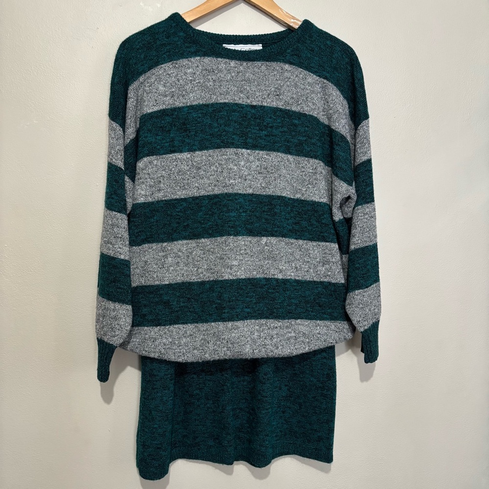 Vintage 90s Kate Collins Skirt Striped Dolman Sweater Size Medium 2pc Set - Picture 10 of 10